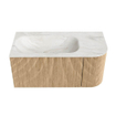 MONDIAZ KURVE-DLUX 95cm Meuble salle de bain avec module 25 D - couleur Oak - 1 tiroir - 1 porte - vasque BIG SMALL gauche - 1 trou de robinet - couleur Ostra SW1137708