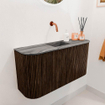 Mondiaz JOYA-DLUX 83.2cm toiletmeubel - ronding links en rechts kleur Walnut - Wastafel FAYE positie Midden Zonder kraangat kleur Sombra. SW1424770