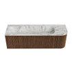 MONDIAZ KURVE-DLUX 145cm Meuble salle de bain avec module 25 D - couleur Walnut - 1 tiroir - 1 porte - vasque BIG LARGE gauche - 2 trous de robinet - couleur Glace SW1138061