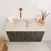 Mondiaz JOYA-DLUX 60cm toiletmeubel - kleur Shadow - Wastafel FAYE positie Links Zonder kraangat kleur Frappe. SW1422699