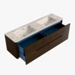 Mondiaz CIRO-DLUX Ensemble de meubles de salle de bains - 160x45x50cm - Lavabo en solid surface Nata - 2 vasques double - 2 trous de robinet - 4 tiroirs - Noyer SW1530571