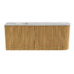 Mondiaz JOYA-DLUX 101.6cm toiletmeubel - ronding rechts kleur Oak - Wastafel FAYE positie Links 1 kraangat kleur Glace. SW1421997