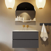 Mondiaz VICA-DLUX ensemble de meuble de salle de bain - 80cm - meuble sous-vasque gris foncé - 2 tiroirs - lavabo encastré nuage milieu - sans trous de robinet - version haute de 60cm - opalo SW1087847