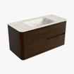 Mondiaz CIRO-DLUX Badkamermeubelset - 100x45x50cm - Solid surface wastafel Ostra - 1 wasbak Midden - zonder kraangaten - 2 lades - Walnut SW1530378