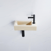 FugaFlow Eccelente Pietra Fonteinset - 37.5x18.5x9cm - keramiek - kraangat rechts - fonteinkraan zwart mat - afvoerplug - verlaagd sifon - Mat Beige SW1469025