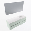 Mondiaz VICA ensemble de meuble de salle de bain - 140cm - meuble sous-vasque greey - 2 tiroirs - lavabo moon droite - sans trous de robinet - couleur talc - miroir LED - version XL 60cm haut SW1092062