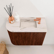 Mondiaz JOYA-DLUX 51.6cm toiletmeubel - ronding links kleur Ruby - Wastafel FAYE positie Rechts 1 kraangat kleur Nata. SW1425455