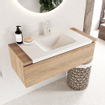 Mondiaz BUKLA Ensemble de meuble - 100x45x34cm - 1 trou de robinet - lavabo centré - solid surface - Talc - sans poignée - 1 tiroir - Mélamine - Chêne blanchi SW704729