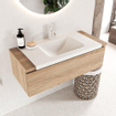 Mondiaz bukla ensemble de meubles de bain 100x45x34cm 1 trou pour robinetterie milieu lavabo surface solide talc sans poignée 1 tiroir avec fermeture douce mélamine chêne lavé SW704729
