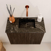 Mondiaz JOYA-DLUX 50cm toiletmeubel - kleur Walnut - Wastafel FAYE positie Rechts Zonder kraangat kleur Lava. SW1422428