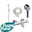 FugaFlow Eccelente Sobrado Badkamer badkraan met glijstangset met ronde handdouche gladde doucheslang chroom SW1123977