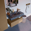 Mondiaz ALAN-DLUX Ensemble de meuble - 80cm - meuble Oro mat - 1 tiroir - Lavabo Cloud Lava suspendu - vasque Centre - 1 trou de robinet SW808566
