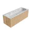 MONDIAZ KURVE-DLUX 120cm Meuble salle de bain - couleur Oak - 1 tiroir - vasque BIG LARGE centre - sans trou de robinet - couleur Glace SW1137943