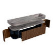 MONDIAZ THOR-DLUX Meuble de salle de bains - 170cm - arrondi gauche + droite - couleur Walnut - 1 tiroir et 2 portes - Vasque suspendue CLOUD Droite sans trou de robinet - couleur Oza SW1465682