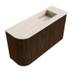Mondiaz JOYA-DLUX 71.6cm toiletmeubel - ronding links kleur Walnut - Wastafel FAYE positie Rechts Zonder kraangat kleur Meli. SW1424439