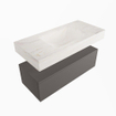 Mondiaz ALAN-DLUX Ensemble de meuble - 100cm - meuble Dark grey mat - 1 tiroir - Lavabo Cloud Ostra suspendu - vasque Centre - 1 trou de robinet SW807213