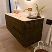 Mondiaz CIRO-DLUX Badkamermeubelset - 120x45x50cm - Solid surface wastafel Nata - 1 wasbak Rechts - zonder kraangaten - 2 lades - Shadow SW1532587