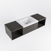 MONDIAZ BUKLA 140cm ensemble de meuble avec module ouvert 40 L+R couleur Marron Foncé avec 2 tiroirs. Lavabo CLOUD centre 1 trou de robinet couleur Talc. SW1381973
