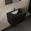 Mondiaz AIVY Ensemble de meuble - 80x45x50cm - 1 trou de robinet - 1 vasque Urban Solid surface - Centre - 2 tiroirs - avec miroir - MDF Urban SW892191