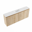 MONDIAZ TURE-DLUX Meuble toilette - 120cm - Washed Oak - EDEN - vasque Opalo - position centrale - sans trou de robinet SW1104629