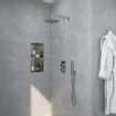 FugaFlow Eccelente Acces Ensemble de douche de tête encastré - thermostatique - bras mural - douche de tête 25cm - douchette à main sur barre - flexible de douche en métal - chrome SW1450664