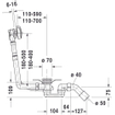 Duravit D Code vidage de bain et combinaison de trop-plein avec clapet pour baignoire 180cm avec vidage central 0315177