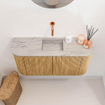 Mondiaz JOYA-DLUX 83.2cm toiletmeubel - ronding links en rechts kleur Oak - Wastafel FAYE positie Midden Zonder kraangat kleur Glace. SW1422036