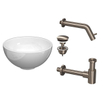 Proline top ensemble lave-mains cuvette porcelaine, robinet mural, siphon design et bouchon de vidange 24x24x12cm porcelaine blanc brillant/br nickel SW656930