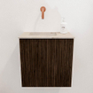 Mondiaz JOYA-DLUX 40cm toiletmeubel - kleur Walnut - Wastafel FAYE positie Links Zonder kraangat kleur Frappe. SW1422251