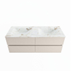 VICA-DLUX 130cm meuble de salle de bain sous-vasque Lin 4 tiroirs. Lavabo encastré CLOUD double sans trou de robinet, couleur Frappe. SW902501