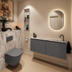 MONDIAZ TURE-DLUX Meuble toilette - 120cm - Dark Grey - EDEN - vasque Glace - position droite - 1 trou de robinet SW1103237