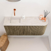 Mondiaz JOYA-DLUX Meuble de salle de bains 91,6cm - arrondi droite couleur Dusk - Vasque FAYE position Gauche Sans trou de robinet couleur Ostra. SW1423423