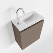 MONDIAZ TURE Kit lave-mains - 40x23x50cm - 1 trou de robinet - 1 porte - fumée mate - Lavabo à droite - Solid Surface Blanc SW474950