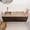 Mondiaz JOYA-DLUX 100cm toiletmeubel - kleur Walnut - Wastafel FAYE positie Links Zonder kraangat kleur Arena. SW1424349