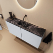 MONDIAZ TURE-DLUX meuble de toilettes 100 cm Clay. Lavabo EDEN Lava position milieu. Sans trou de robinet. SW1103730