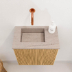 Mondiaz JOYA-DLUX 40cm toiletmeubel - kleur Oak - Wastafel FAYE positie Links Zonder kraangat kleur Saba. SW1424142