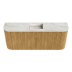Mondiaz JOYA-DLUX 103.2cm toiletmeubel - ronding links en rechts kleur Oak - Wastafel FAYE positie Midden 1 kraangat kleur Ostra. SW1422295