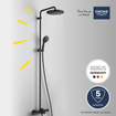 Grohe Vitalio Start Système de douche - mitigeur baignoire thermostatique - aquadimmer - tête de douche de 25cm - douchette de 11cm - noir mat. SW1126399