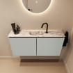 MONDIAZ TURE-DLUX Meuble toilette - 100cm - Greey - EDEN - vasque Glace - position centrale - 1 trou de robinet SW1103306