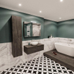 MONDIAZ LUSH Ensemble meuble de salle de bains - 100cm - 1 tiroir - lavabo BARCO - cuve au centre - 1 trou de robinet - dark brown SW409561