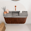 Mondiaz JOYA-DLUX 73.2cm toiletmeubel - ronding links en rechts kleur Ruby - Wastafel FAYE positie Midden Zonder kraangat kleur Sombra. SW1425714