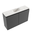 MONDIAZ TURE-DLUX meuble WC 80 cm Dark Grey. Lavabo EDEN Ostra position milieu. Sans trou de robinet. SW1104797