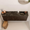 Mondiaz JOYA-DLUX Meuble de salle de bains 111.6cm - arrondi gauche couleur Walnut - Vasque FAYE position Droite 1 trou de robinet couleur Lava SW1422483