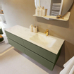 Mondiaz VICA-DLUX ensemble de meuble de salle de bain - 150cm - meuble sous-vasque armée - 4 tiroirs - lavabo encastré cloud droite - 1 trou de robinet - version haute de 60cm - opalo SW1086497