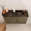 Mondiaz JOYA-DLUX 71.6cm meuble de salle de bains WC - arrondi gauche couleur Dusk - Vasque FAYE position Droite 1 trou de robinet couleur Lava. SW1423239