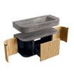 MONDIAZ THOR-DLUX 100cm badmeubel ronding links + rechts kleur Oak met 1 lade en 2 deuren. Vrijhangende wastafel CLOUD Rechts zonder kraangat kleur Oza. SW1467573