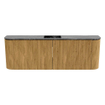 Mondiaz JOYA-DLUX 123.2cm toiletmeubel - ronding links en rechts kleur Oak - Wastafel FAYE positie Midden 1 kraangat kleur Lava. SW1422131