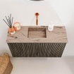 Mondiaz JOYA-DLUX 70cm toiletmeubel - kleur Shadow - Wastafel FAYE positie Midden Zonder kraangat kleur Arena. SW1424801