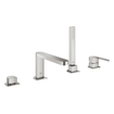 GROHE Plus partie apparente combinaison pour bord de baignoire 4 trous avec inverseur incl. bec de baignoire, douchette à main et flexible de douche 200cm supersteel SW523649