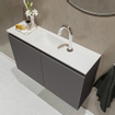 MONDIAZ TURE Kit lave-mains - 80x23x50cm - 1 trou de robinet - 2 portes - gris foncé mat - Lavabo centré - Acrylique Blanc SW474951